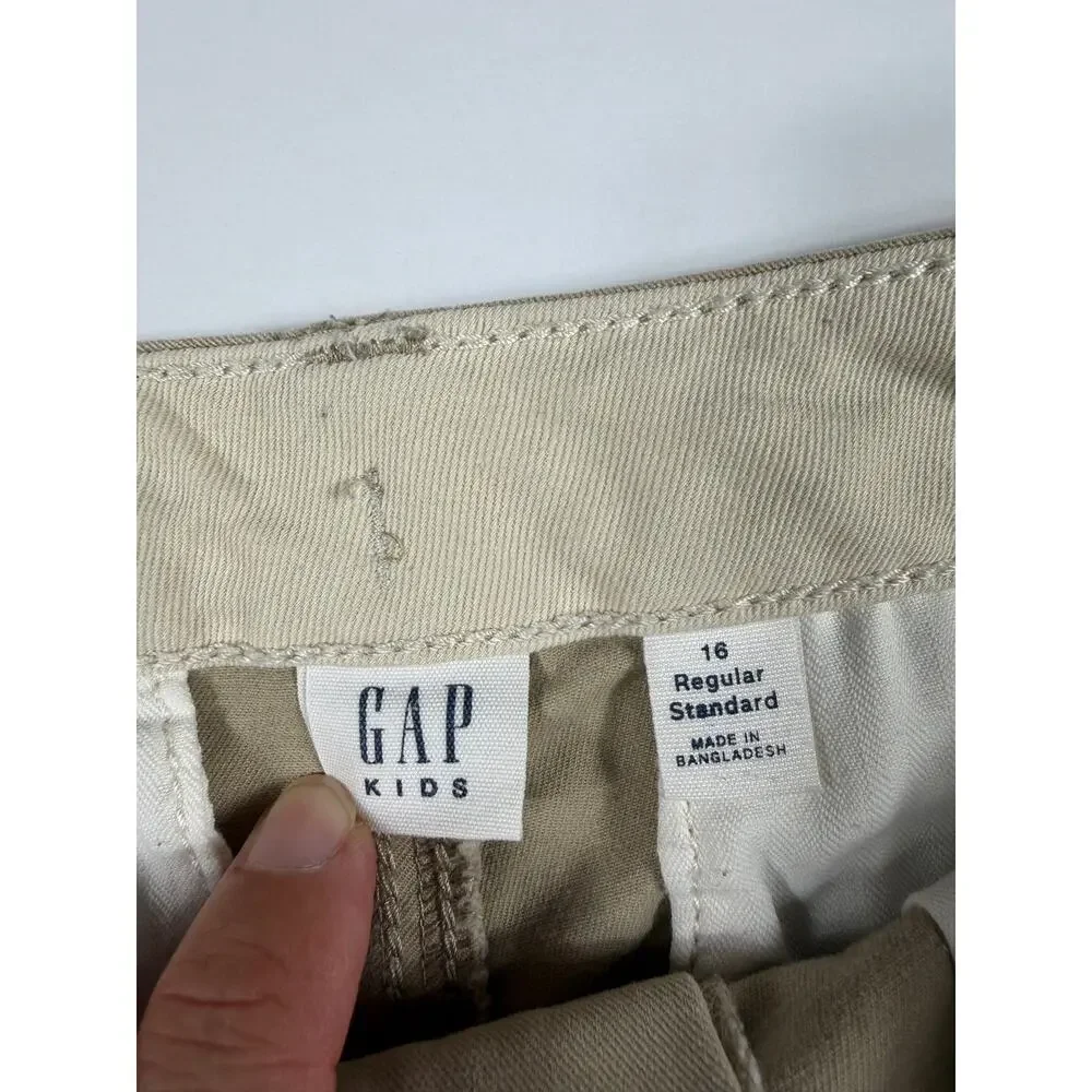 Gap Kids Stretch Chino Khaki Shorts Tan Adjustable Waist Boys Size 16